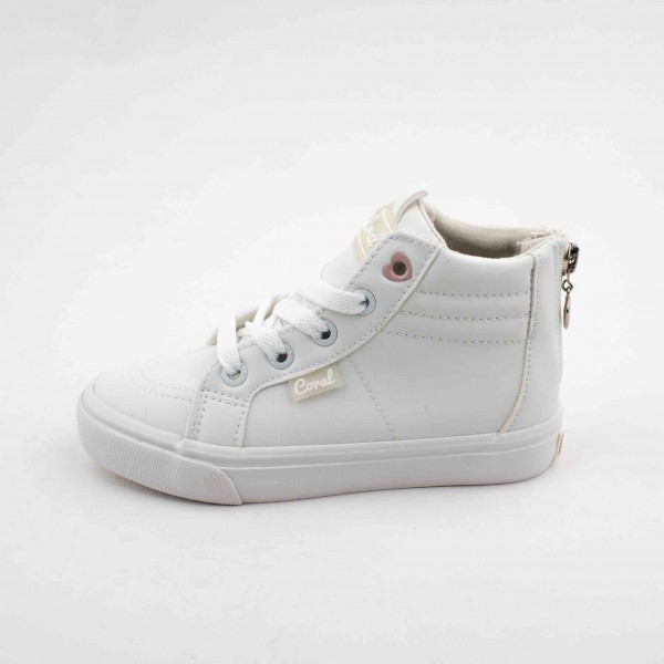 Sneaker Coral Para Niña - Adelyn All White